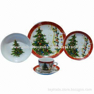 Fine Porcelain 20-piece Dinner Set for Christmas use in Rim-shaped with Decal